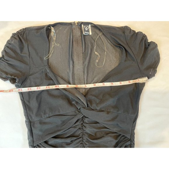 Windsor Women Ruched Bodycon Mini Dress Puffy Shoulders Design Nylon Black Small - Picture 7 of 11